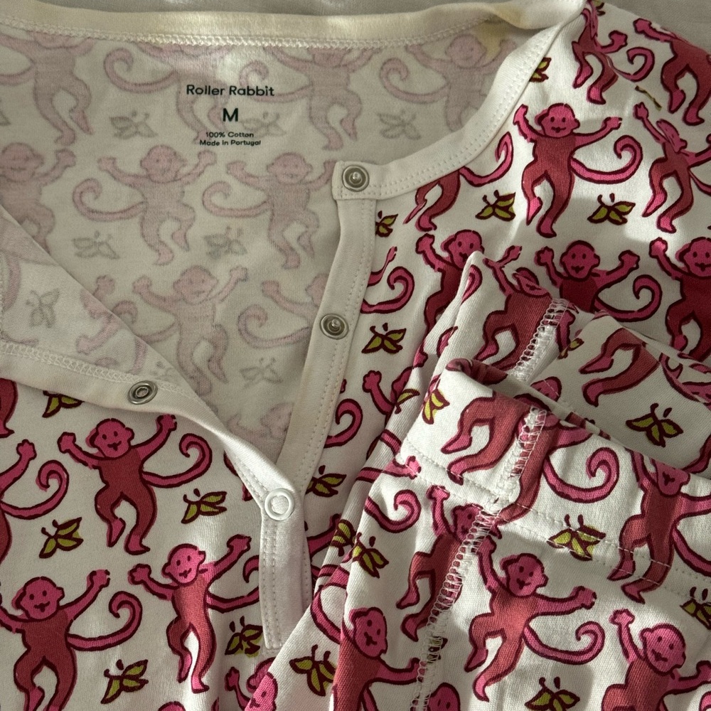 Pink Monkey Print Roller Rabbit - Picture 3 of 3
